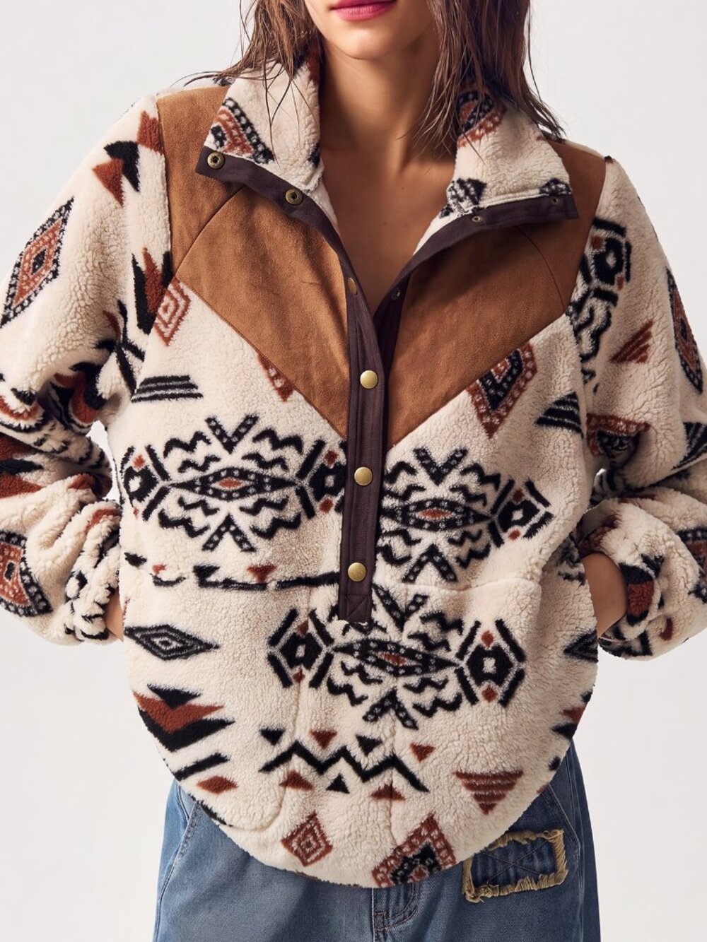 Multicolor Casual Women's Boho Paisley Print Long Sleeve Sweatshirt